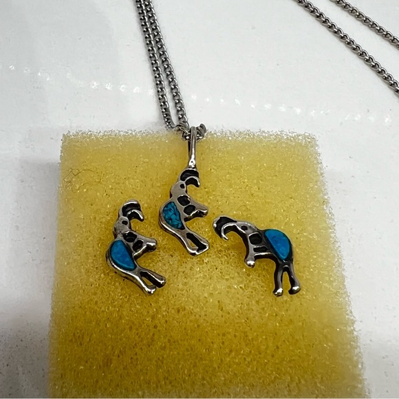 Navajo Sterling Silver Kokopelli Necklace and Earrings set Signed USA STER EUC - Picture 2 of 5